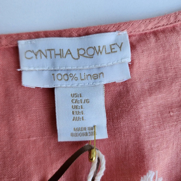 NWT Anthropologie Cynthia Rowley Irang Pink 100% Linen Dress Sleeveless Ruffle L - Picture 7 of 11